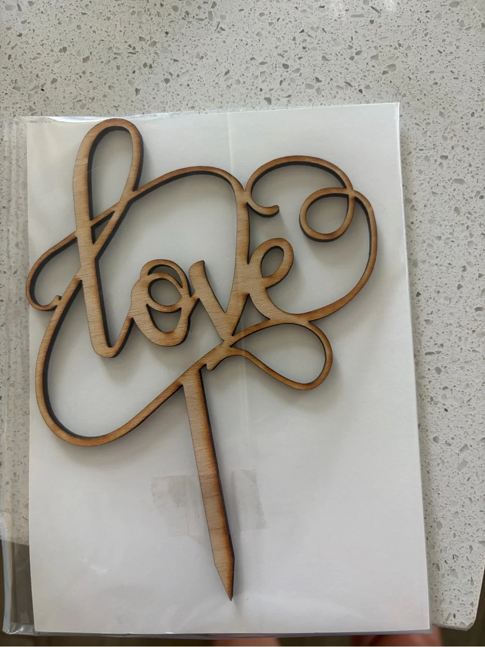 Love Script Cake Topper - Wood